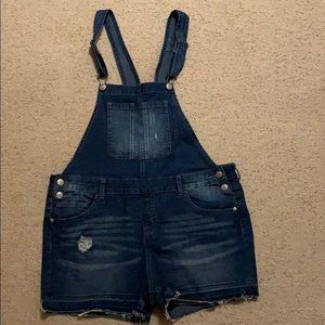 Justice Dark Wash Jean Overalls